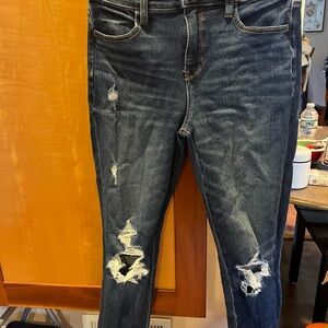 American Eagle High Rise Stretch Distressed Blue Jeans